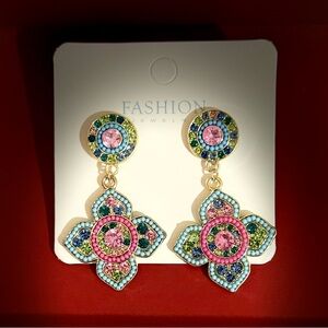 Fashion Jewelry Colorful Floral Drop Earrings
